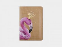 Кожаная обложка на паспорт ручной работы "Фламинго" фото