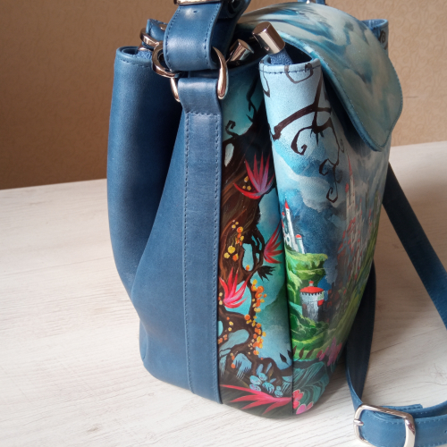 Женская сумка на три отделения с росписью “Сказочный водопад” фото фото 7