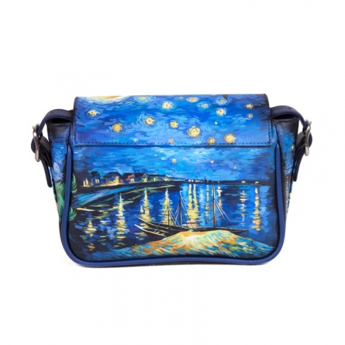 Кожаная сумка через плечо "Звёздная ночь, Ван Гог" фото фото 3