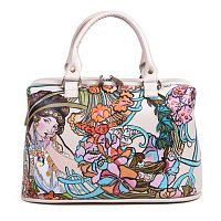 Женская сумка средних размеров "Альфонс Муха" с рисунком, росписью, принтом - фото