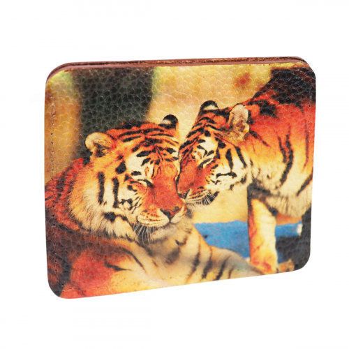 Кожаный холдер для карт и купюр с фотопринтом "Семейство тигров" фото фото 4