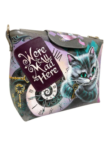 Женская сумка на заказ из кожи с рисунком ручной работы «Чеширский кот» на заказ | Sumnizza фото 3