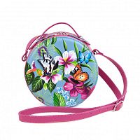 Круглая сумка ручной работы "Бабочки 3D" с рисунком, принтом, росписью фото