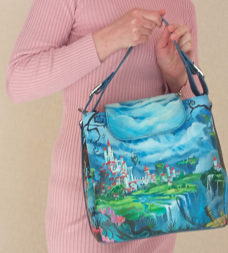 Женская сумка на три отделения с росписью “Сказочный водопад” фото фото 14