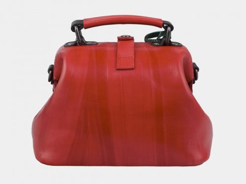 Красная кожаная женская сумка "Колибри" с росписью, принтом - фото фото 3