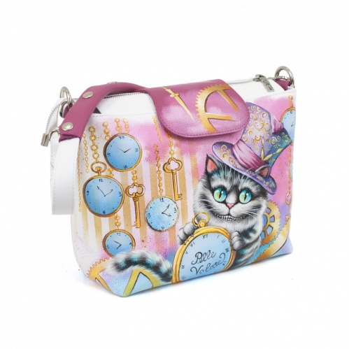 Женская сумка "Чеширский кот" с рисунками, росписью ручной работы - фото фото 2