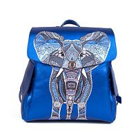 Синий рюкзак женский "Elephant" с рисунком, росписью, принтом - фото