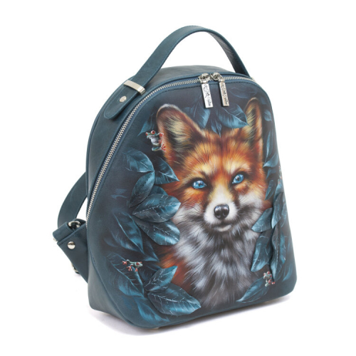 Красивый женский рюкзак с росписью "Бирюзовая лиса" фото фото 5