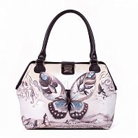 Кожаная сумка-саквояж с росписью "Весенняя бабочка" фото