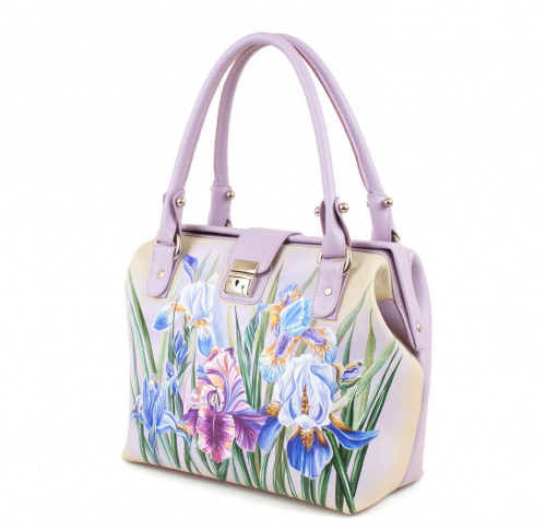 Женская сумка-саквояж с рисунком цветов "Ирисы" фото фото 2