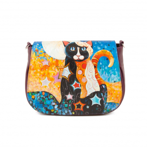 Женская сумка через плечо с росписью "Звездный кот" фото фото 2