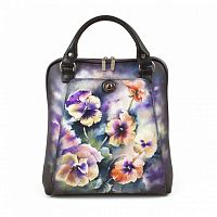 Сумка-рюкзак с ручной росписью "Весенние цветы" с росписью, принтом - фото
