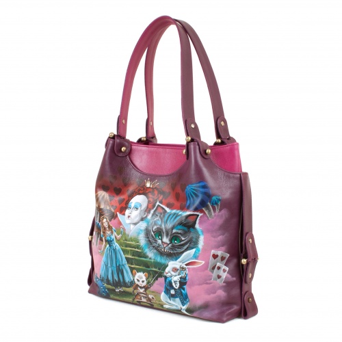 Красивая двухцветная сумка с росписью "Алиса в Зазеркалье" фото фото 4