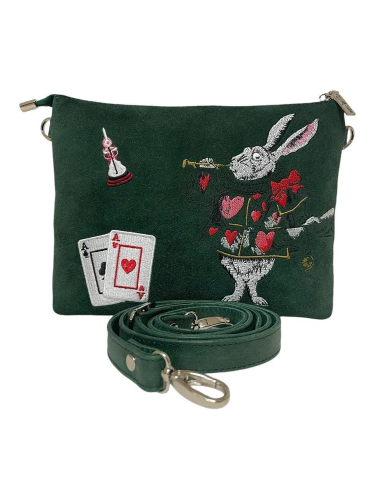 Сумка через плечо из натуральной кожи и замши с вышивкой «Кролик» — кросс боди ручной работы с принтом фото 5