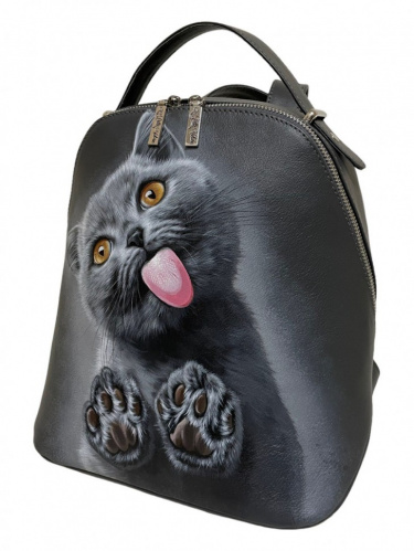 Женский рюкзак с рисунком котика "Серый дружок" фото фото 4