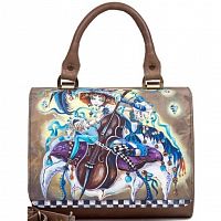 Женская сумка среднего размера "Пеппилотта" с рисунками, росписью ручной работы - фото