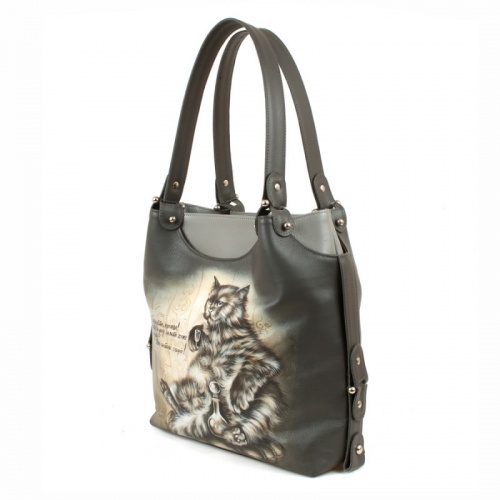 Женская кожаная сумка тоут "Кот Бегемот" фото фото 3