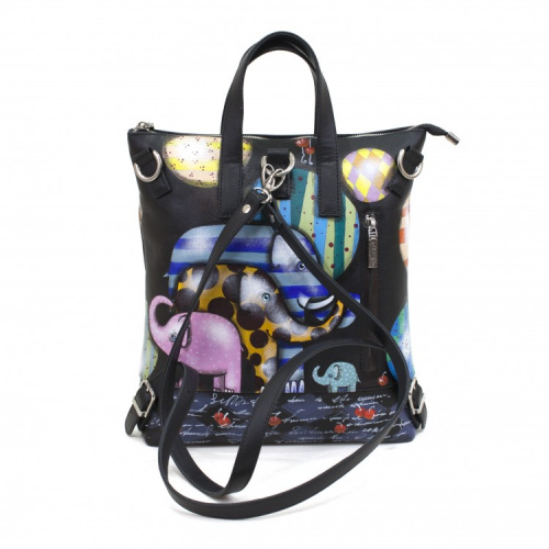 Кожаная сумка-рюкзак с рисунком "Парочка котов" фото фото 5