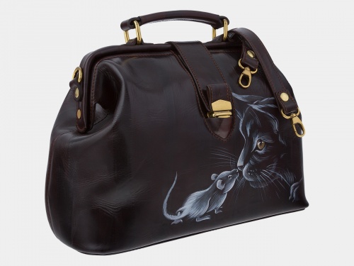 Женская сумочка-саквояж "Знакомство" с рисунком, росписью, принтом - фото фото 3