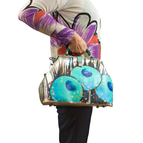 Кожаная сумка-саквояж с рисунком "Ёжик в тумане" фото фото 16