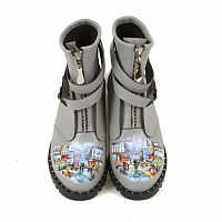 Женские ботинки с ремешками "Париж" с рисунком, принтом, росписью - фото