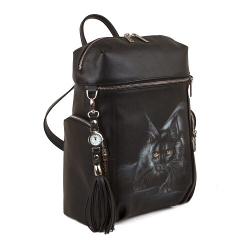 Оригинальный женский рюкзак с рисунком "Кошка охотница" фото фото 3