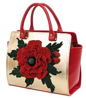 Женская сумка с объемным цветком "Бархатистый мак" фото