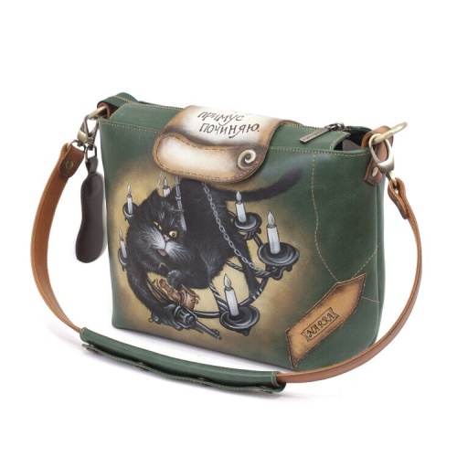 Женская сумка с рисунком "Кот Бегемот и револьвер" фото фото 3