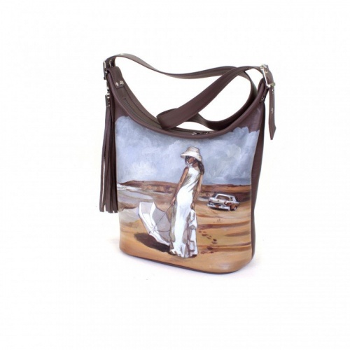 Кожаная сумка хобо “На берегу моря” фото фото 2