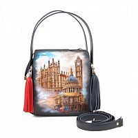 Квадратная сумка с короткими ручками "Лондон" с росписью, принтом - фото | Квадратные сумки с росписью, принтом - фото