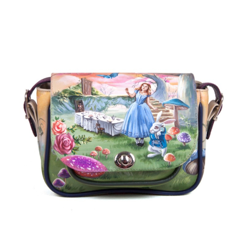 Женская сумка с широким ремнем и рисунком "Алиса в стране чудес" фото фото 9
