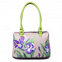 Кожаная сумка-саквояж "Фиолетовые орхидеи" - смотреть фото