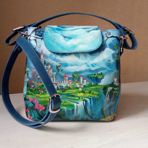 Женская сумка на три отделения с росписью “Сказочный водопад” фото фото 5