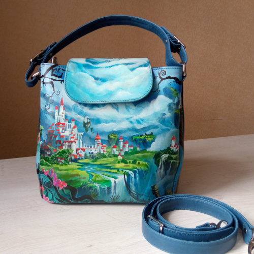 Женская сумка на три отделения с росписью “Сказочный водопад” фото фото 6