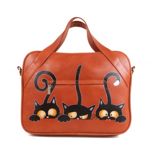 Кожаный портфель с росписью "Кошка и мышка" фото фото 2