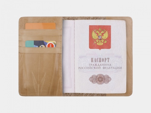 Кожаная обложка на паспорт ручной работы "Фламинго" фото фото 3