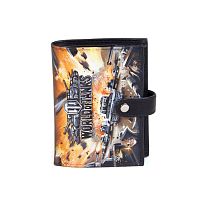 Мужской кожаный кошелек портмоне с рисунком "World of Tanks" — женский кожаный кошелек-портмоне ручной работы с рисунком