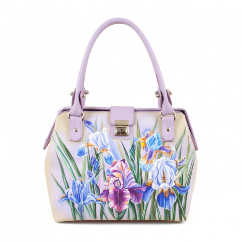 Женская сумка-саквояж с рисунком цветов "Ирисы" фото