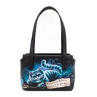 Дизайнерская сумка-шоппер, ручная роспись Чеширский кот - женская кожаная и замшевая сумка шоппер  ручной работы с рисунком и вышивкой