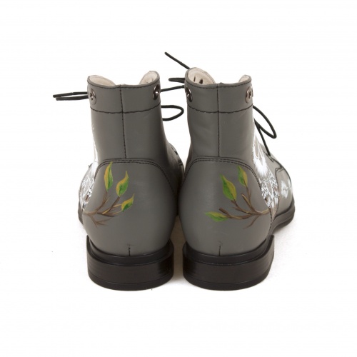 Женские ботинки с ручной росписью  "Совёнок" фото фото 5