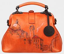 Женская сумка саквояж из кожи с рисунком "Оксфорд" фото