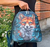 Красивый женский рюкзак с росписью "Бирюзовая лиса" фото