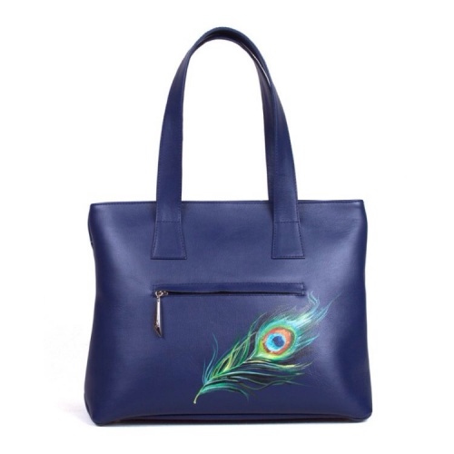 Женская сумка шоппер "Павлин с кристаллами Swarovski" фото шоппера фото 4