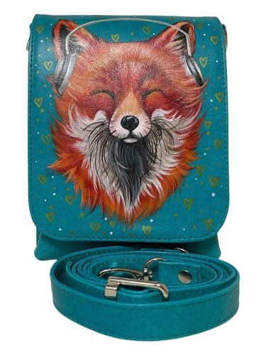 Женская сумка для телефона на плечо с рисунком «Лисичка» | Авторская ручная работа — кросс боди с принтом на заказ фото 3