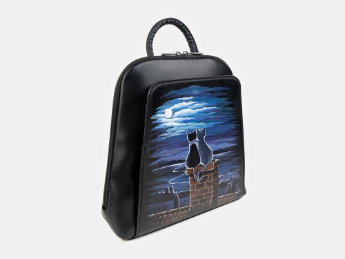 Женский рюкзак с рисунком по коже "Питерские коты" фото фото 2