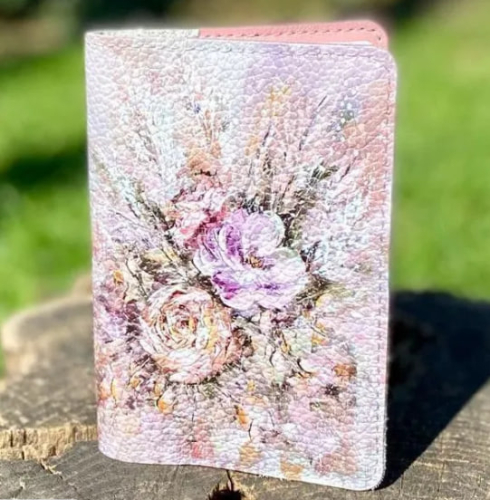 Кожаная обложка для паспорта ручной работы с фото принтом «Пыльная роза» - кожаный женский кошелек-портмоне ручной работы с рисунком на заказ |  Sumnizza