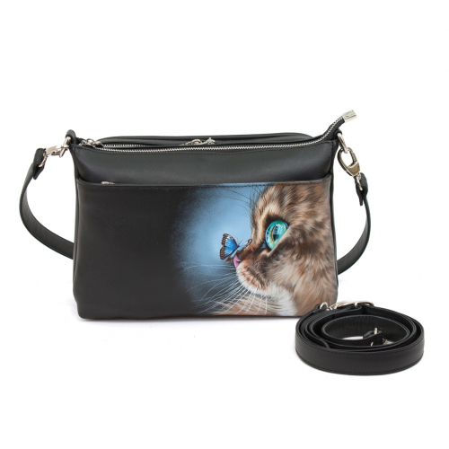 Женская сумка с рисунком "Котик с бабочкой" фото фото 2