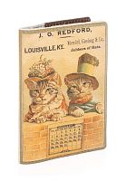 Обложка для паспорта из кожи с принтом «Ретро коты» — ручная работа — женский кожаный кошелек-портмоне ручной работы с рисунком и вышивкой