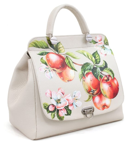 Сумка "Яблочки" из натуральной кожи с ручной росписью - классическая кожаная женская сумка ручной работы с рисунком |  Sumnizza фото 3