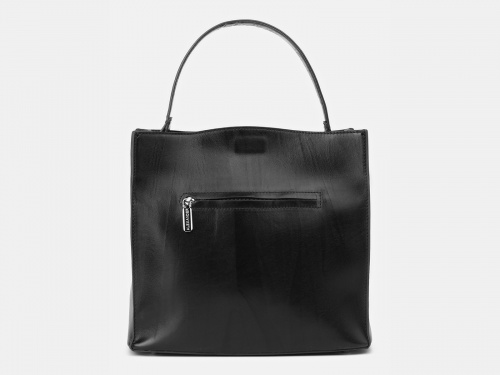 Черная кожаная сумка-шоппер с ручкой "Синтия" фото 2